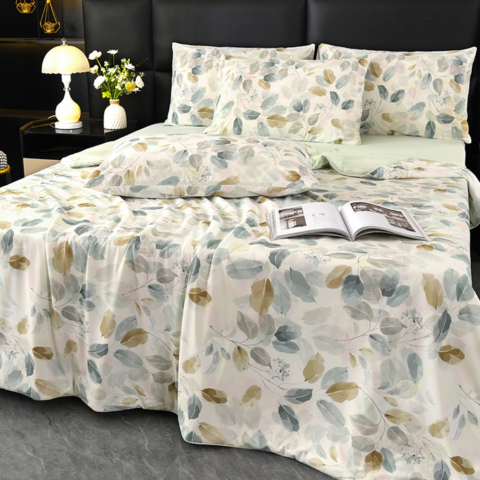 91家纺网 家纺一手货源 找家纺 欧夏家纺 2025新款凉感玻尿酸焕颜被夏被 一叶风情