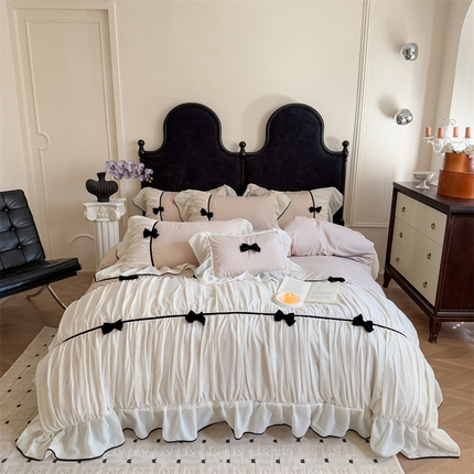 91家纺网 家纺一手货源 找家纺 吾欢心 2025新款A类糯小棉法式高定赛琳娜系列四件套 赛琳娜咖