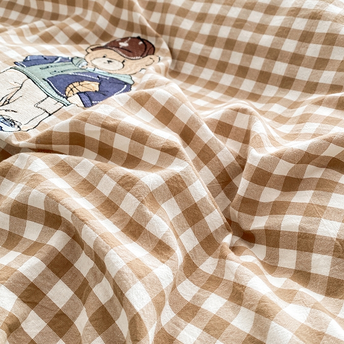 91家纺网 家纺一手货源 找家纺 （总）大境 2026新款色织全棉水洗棉刺绣四件套小清新纯棉四件套