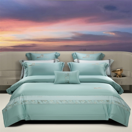 高大尚婚庆馆 2025春夏新款 长绒棉高端绣花四件套-海歌娜 海歌娜-水晶兰