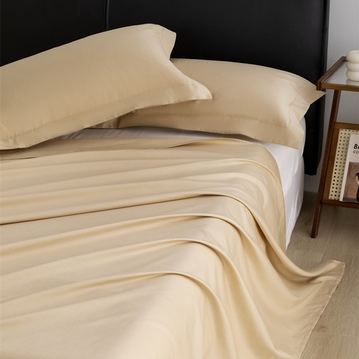 91家纺网 家纺一手货源 找家纺 宝时兰 2025新款100支新疆长绒棉单品床单全棉枕套纯棉三件套 香槟金