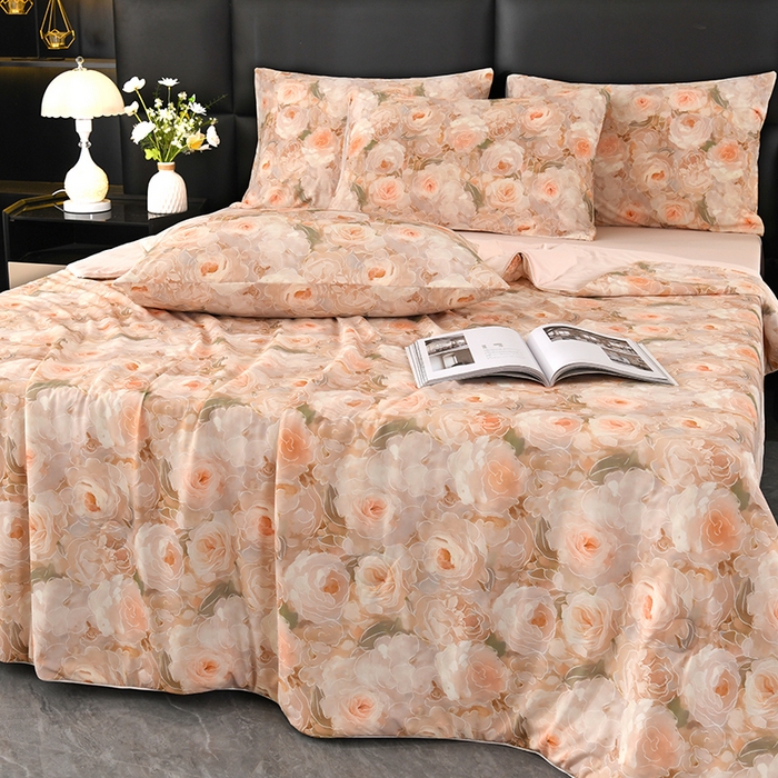 91家纺网 家纺一手货源 找家纺 欧夏家纺 2025新款凉感玻尿酸焕颜被夏被 繁花佳人