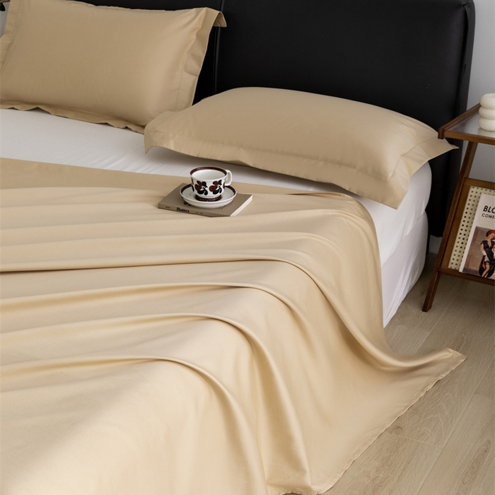 91家纺网 家纺一手货源 找家纺 宝时兰 2025新款100支新疆长绒棉单品床单全棉枕套纯棉三件套 香槟金