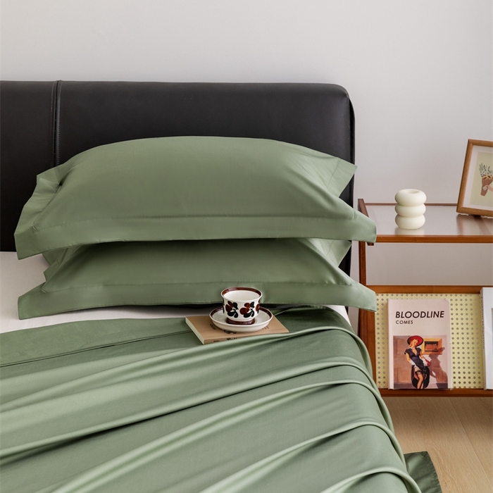 91家纺网 家纺一手货源 找家纺 宝时兰 2025新款100支新疆长绒棉单品床单全棉枕套纯棉三件套 松石绿