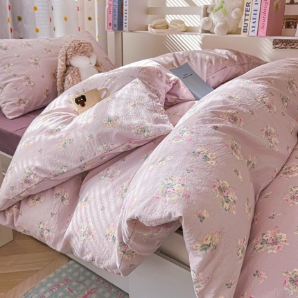 韩巢家纺 2025新款云感双层纱超柔裸睡级学生宿舍上下铺床单被套三件套-（提供卖家秀） 奶油味的暗恋