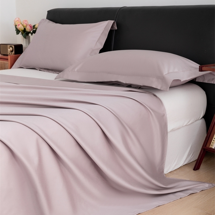 91家纺网 家纺一手货源 找家纺 宝时兰 2025新款100支新疆长绒棉单品床单全棉枕套纯棉三件套 星黛紫