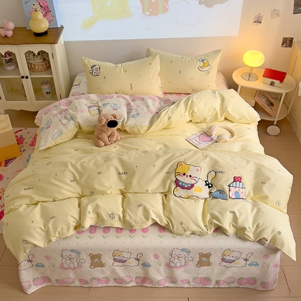 91家纺网 家纺一手货源 找家纺 （总）云锦家居 2025新款13370纯棉毛巾绣呆萌系列四件套