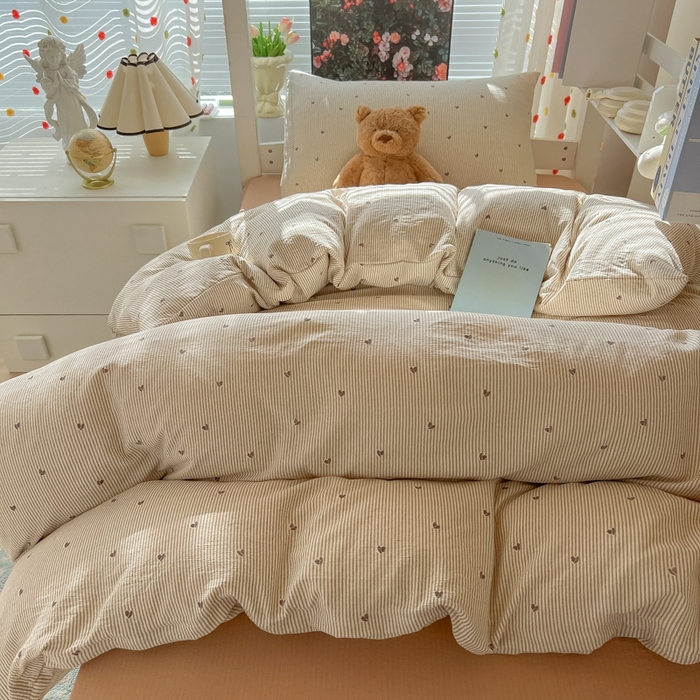 91家纺网 家纺一手货源 找家纺 （总）韩巢家纺 2025新款云感双层纱超柔裸睡级学生宿舍上下铺床单被套三件套-（提供卖家秀）