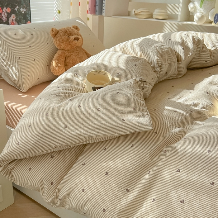 91家纺网 家纺一手货源 找家纺 （总）韩巢家纺 2025新款云感双层纱超柔裸睡级学生宿舍上下铺床单被套三件套-（提供卖家秀）