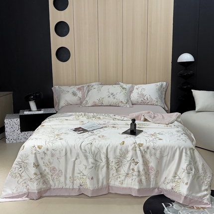 慕梵家居 2025新款莱赛尔纤维夏被 梵境粉