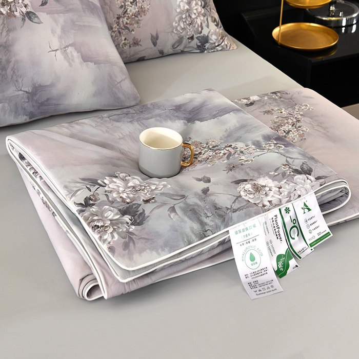 91家纺网 家纺一手货源 找家纺 欧夏家纺 2025新款凉感玻尿酸焕颜被夏被 迷恋之花