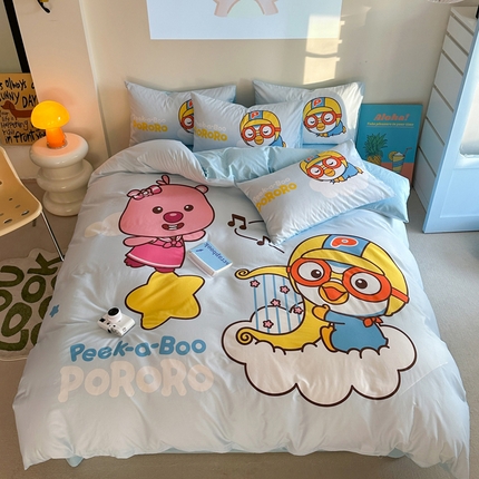 91家纺网 家纺一手货源 找家纺 （总）金爱家 2025新款波乐乐系列纯棉数码印花系列四件套