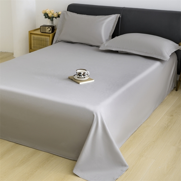 91家纺网 家纺一手货源 找家纺 宝时兰 2025新款100支新疆长绒棉单品床单全棉枕套纯棉三件套 牧云灰