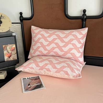 眠博士2025新款AB版简约时尚A类全棉三层纱系列单枕套 三层纱-慕斯-粉