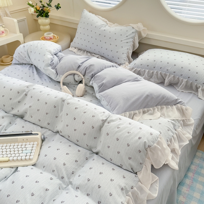 91家纺网 家纺一手货源 找家纺 橘子家 2025新款云纱四件套 甜心