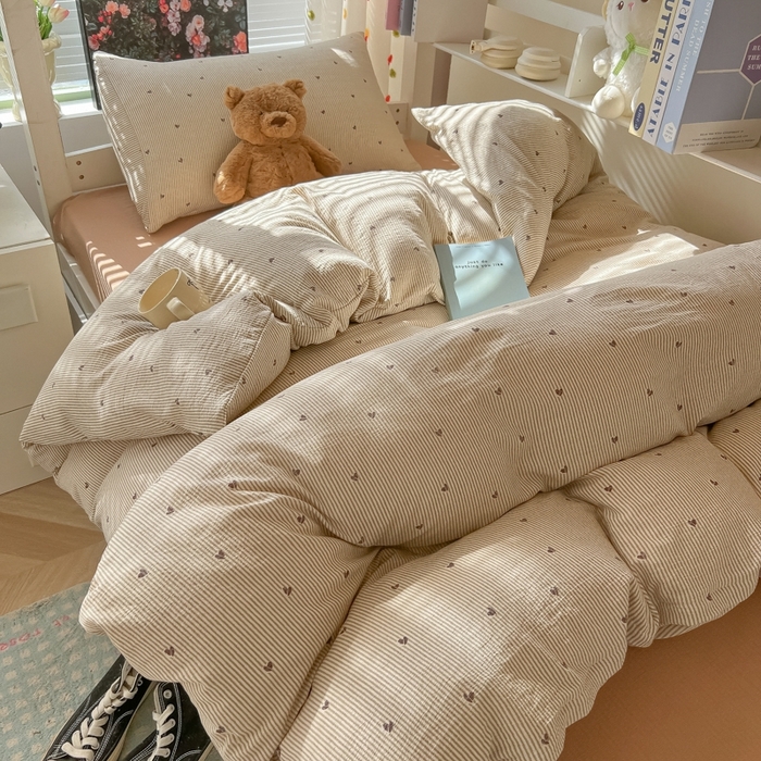 91家纺网 家纺一手货源 找家纺 （总）韩巢家纺 2025新款云感双层纱超柔裸睡级学生宿舍上下铺床单被套三件套-（提供卖家秀）