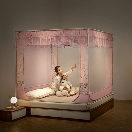 91家纺网 家纺一手货源 找家纺 （总）飞轮海蚊帐 2025新款蕾丝花边坐床蚊帐系列-Z57