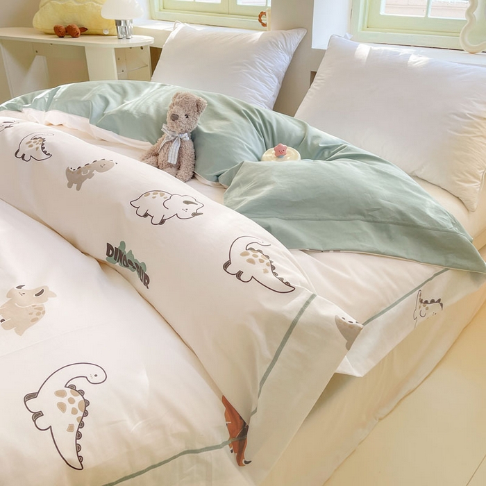 91家纺网 家纺一手货源 找家纺 7V 2025全棉被套133*76纯棉轻奢宽边单被套喷气长绒棉面料 侏罗纪