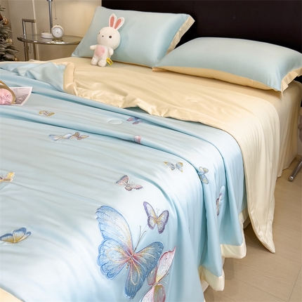 91家纺网 家纺一手货源 找家纺 （总）兄弟坊 2025新款莱赛尔兰精天丝刺绣夏被四件套