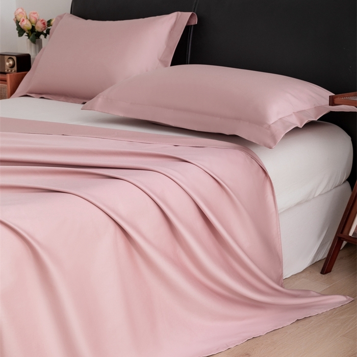 91家纺网 家纺一手货源 找家纺 宝时兰 2025新款100支新疆长绒棉单品床单全棉枕套纯棉三件套 茱萸粉