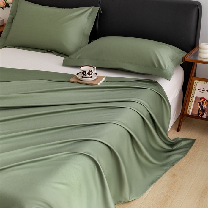 91家纺网 家纺一手货源 找家纺 宝时兰 2025新款100支新疆长绒棉单品床单全棉枕套纯棉三件套 松石绿