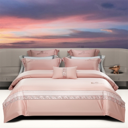 91家纺网 家纺一手货源 找家纺 （总）高大尚婚庆馆 2025春夏新款 长绒棉高端绣花四件套-海歌娜