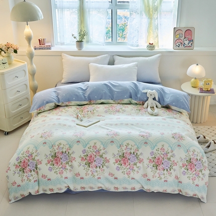 91家纺网 家纺一手货源 找家纺 （总）珂博家纺 2025新款12868全棉纯棉小清新印花系列单品被套