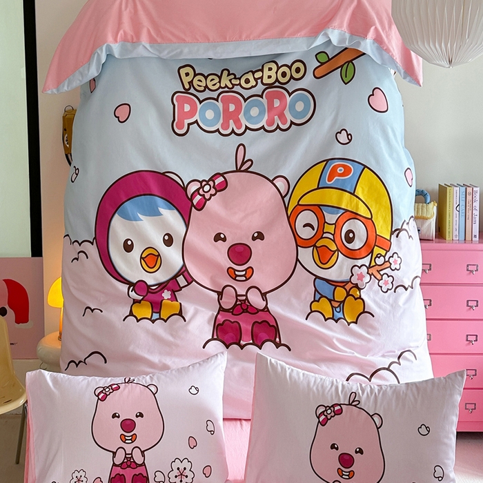 91家纺网 家纺一手货源 找家纺 金爱家 2025新款波乐乐系列纯棉数码印花系列四件套 波乐乐-好朋友