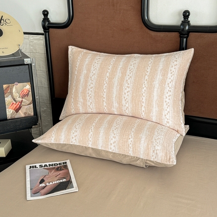 眠博士2025新款AB版简约时尚A类全棉三层纱系列单枕套 三层纱-时光-杏