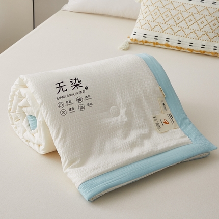 仁凯家纺 2025新款A类无染原棉大豆被夏被夏凉被空调被子 珍珠白-绿边