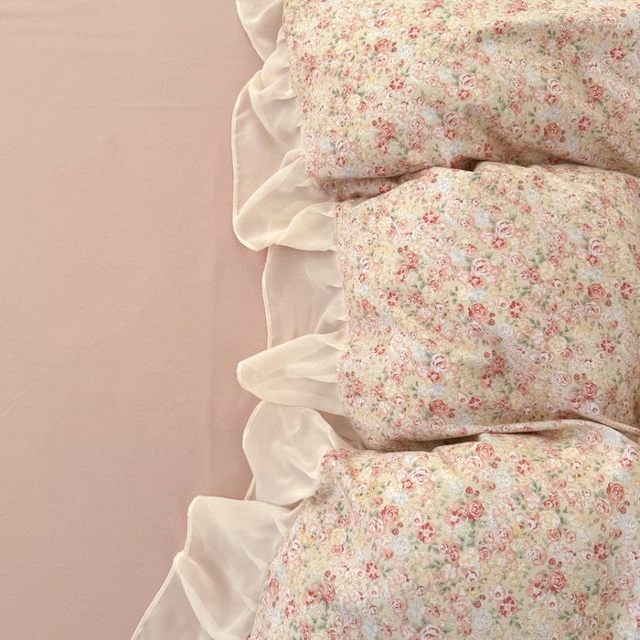 91家纺网 家纺一手货源 找家纺 橘子家 2025新款云纱四件套 雾都玫瑰