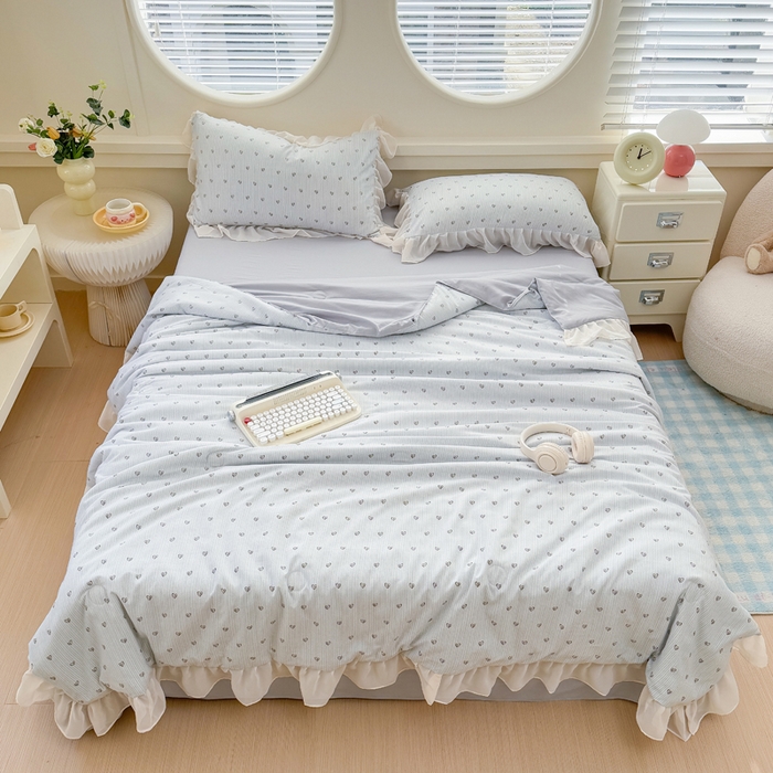 91家纺网 家纺一手货源 找家纺 橘子家 2025新款云纱四件套 甜心