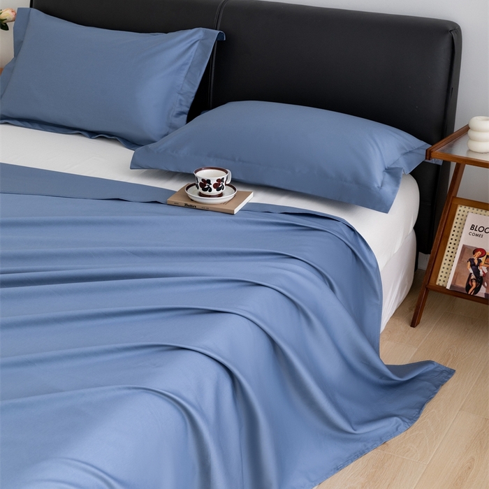 91家纺网 家纺一手货源 找家纺 宝时兰 2025新款100支新疆长绒棉单品床单全棉枕套纯棉三件套 景泰蓝