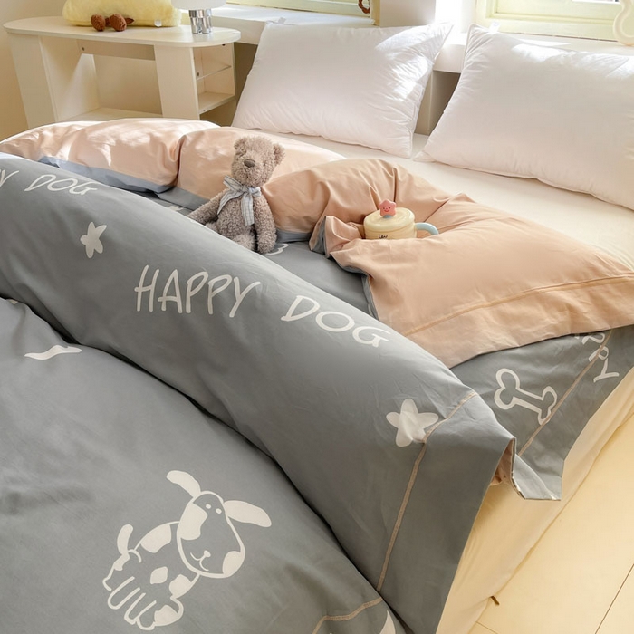 91家纺网 家纺一手货源 找家纺 7V 2025全棉被套133*76纯棉轻奢宽边单被套喷气长绒棉面料 可蒂狗-灰