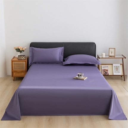 91家纺网 家纺一手货源 找家纺 宝时兰 2025新款100支新疆长绒棉单品床单全棉枕套纯棉三件套 凝夜紫