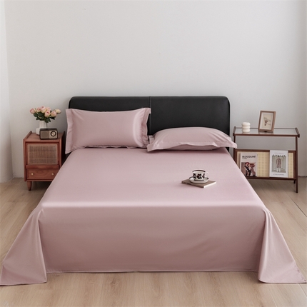 91家纺网 家纺一手货源 找家纺 宝时兰 2025新款100支新疆长绒棉单品床单全棉枕套纯棉三件套 茱萸粉