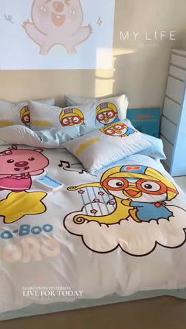 91家纺网 家纺一手货源 找家纺 金爱家 2025新款波乐乐系列纯棉数码印花系列四件套 波乐乐-音乐派对