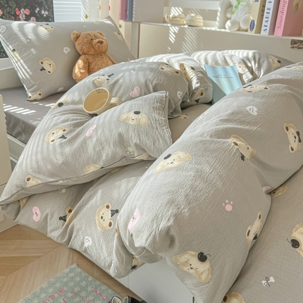 91家纺网 家纺一手货源 找家纺 （总）韩巢家纺 2025新款云感双层纱超柔裸睡级学生宿舍上下铺床单被套三件套-（提供卖家秀）