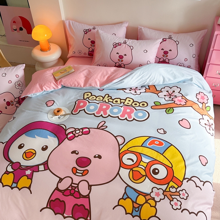 91家纺网 家纺一手货源 找家纺 金爱家 2025新款波乐乐系列纯棉数码印花系列四件套 波乐乐-好朋友