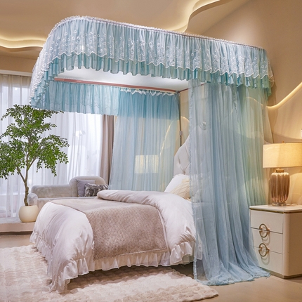 91家纺网 家纺一手货源 找家纺 （总）夏彩 2025新款绣花加柔加密铝合金接口高度可调节轨道蚊帐88620