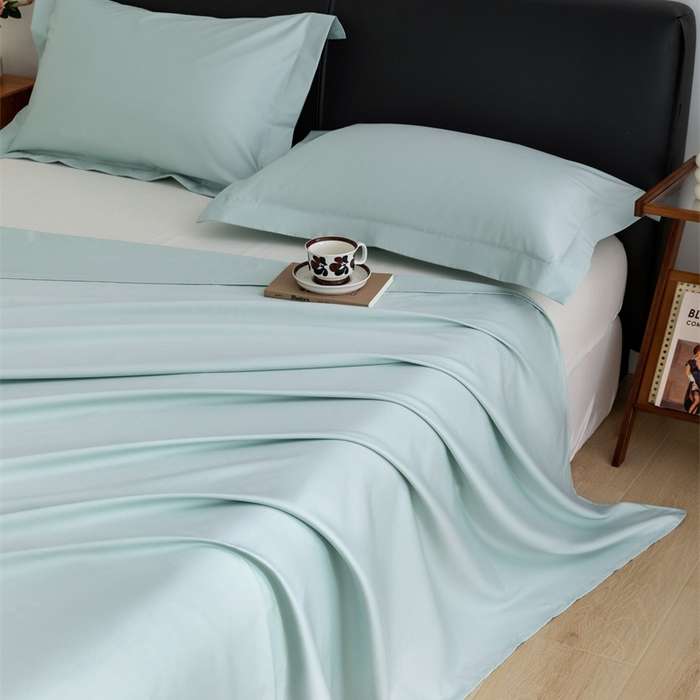 91家纺网 家纺一手货源 找家纺 宝时兰 2025新款100支新疆长绒棉单品床单全棉枕套纯棉三件套 湖泊绿