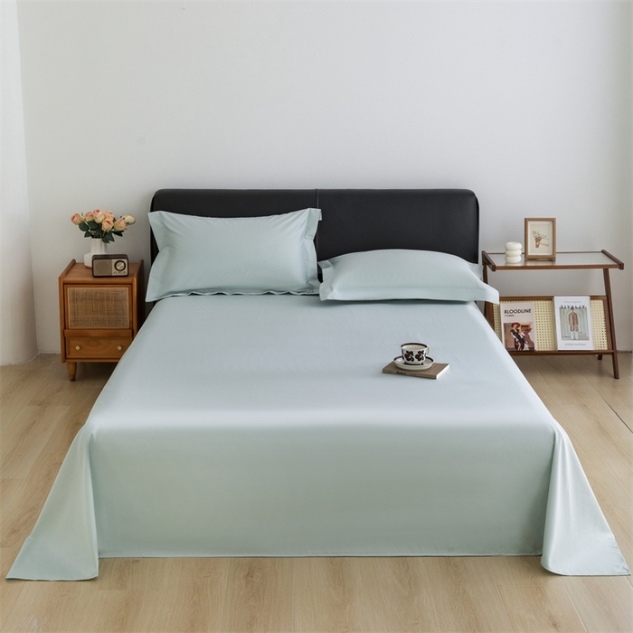 91家纺网 家纺一手货源 找家纺 宝时兰 2025新款100支新疆长绒棉单品床单全棉枕套纯棉三件套 湖泊绿