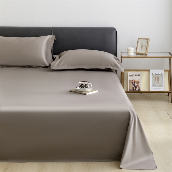 91家纺网 家纺一手货源 找家纺 宝时兰 2025新款100支新疆长绒棉单品床单全棉枕套纯棉三件套 雅棕灰