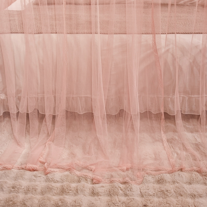 91家纺网 家纺一手货源 找家纺 夏彩 2025新款绣花加柔加密铝合金接口高度可调节轨道蚊帐88620 88620浅粉玉