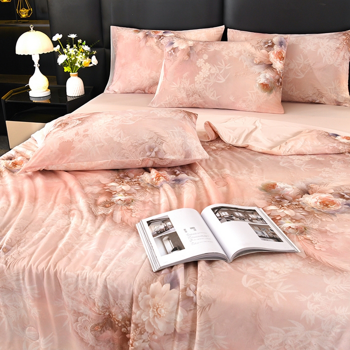 91家纺网 家纺一手货源 找家纺 欧夏家纺 2025新款凉感玻尿酸焕颜被夏被 牡丹盛开