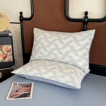 眠博士2025新款AB版简约时尚A类全棉三层纱系列单枕套 三层纱-慕斯-蓝