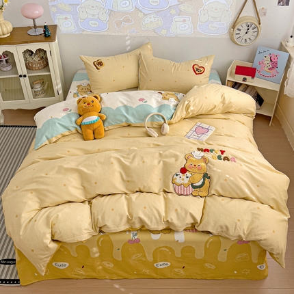 91家纺网 家纺一手货源 找家纺 （总）云锦家居 2025新款13370纯棉毛巾绣呆萌系列四件套