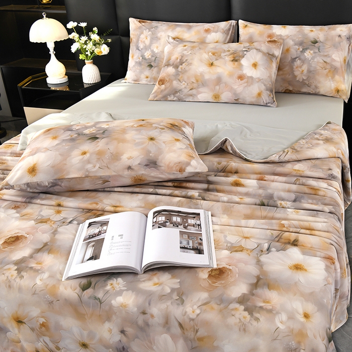 91家纺网 家纺一手货源 找家纺 欧夏家纺 2025新款凉感玻尿酸焕颜被夏被 倾城佳丽