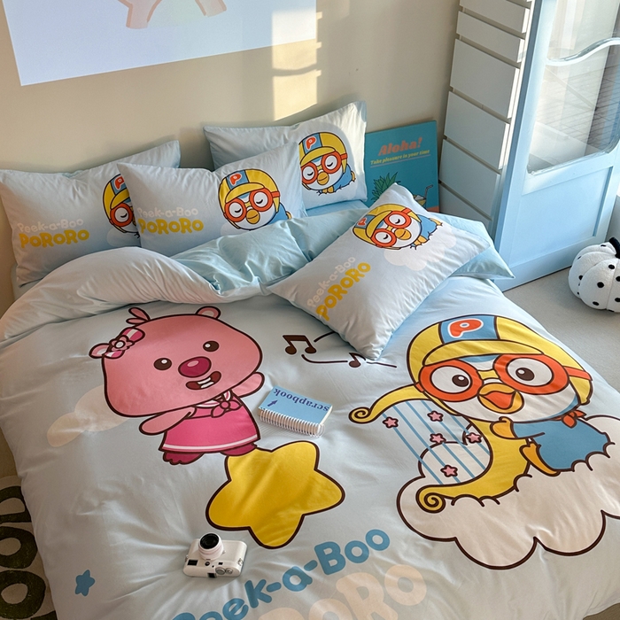 91家纺网 家纺一手货源 找家纺 金爱家 2025新款波乐乐系列纯棉数码印花系列四件套 波乐乐-音乐派对