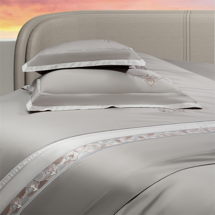 91家纺网 家纺一手货源 找家纺 高大尚婚庆馆 2025春夏新款 长绒棉高端绣花四件套-海歌娜 海歌娜-绅士灰